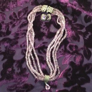 Vintage Judith Jack amethyst chocker and earrings
